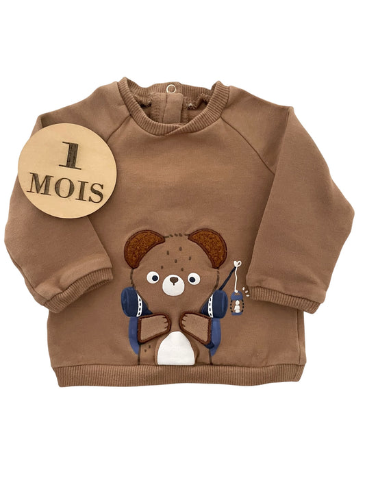 Sweat fin marron, ourson, Mayoral