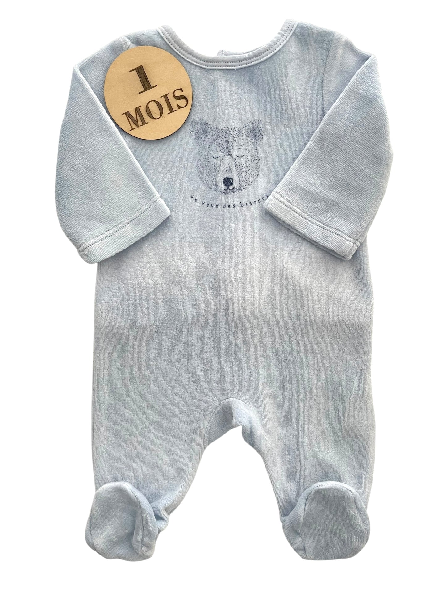 Pyjama velours, bleu-ciel, ours, TAO