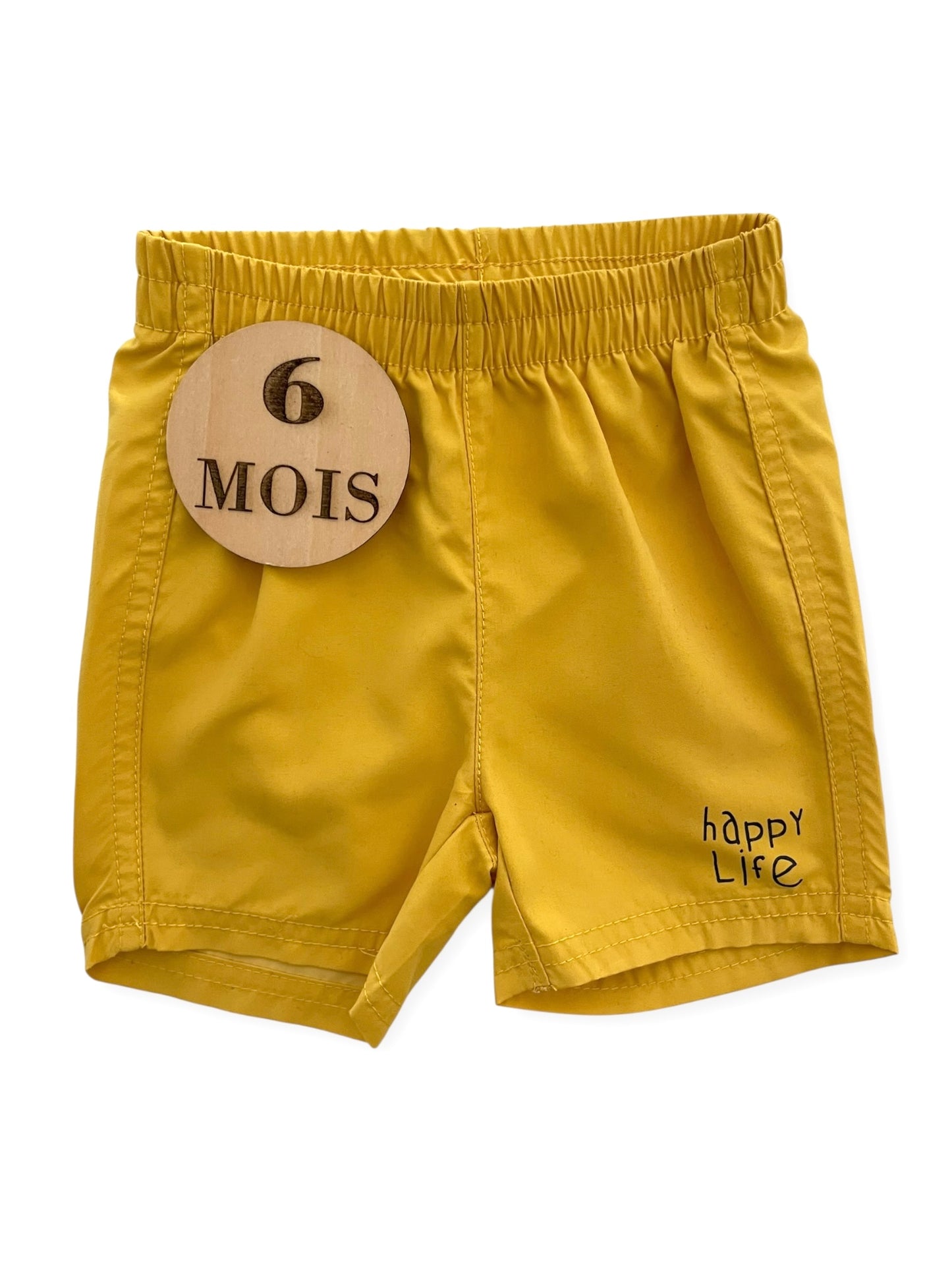 Short en toile jaune Happy Life