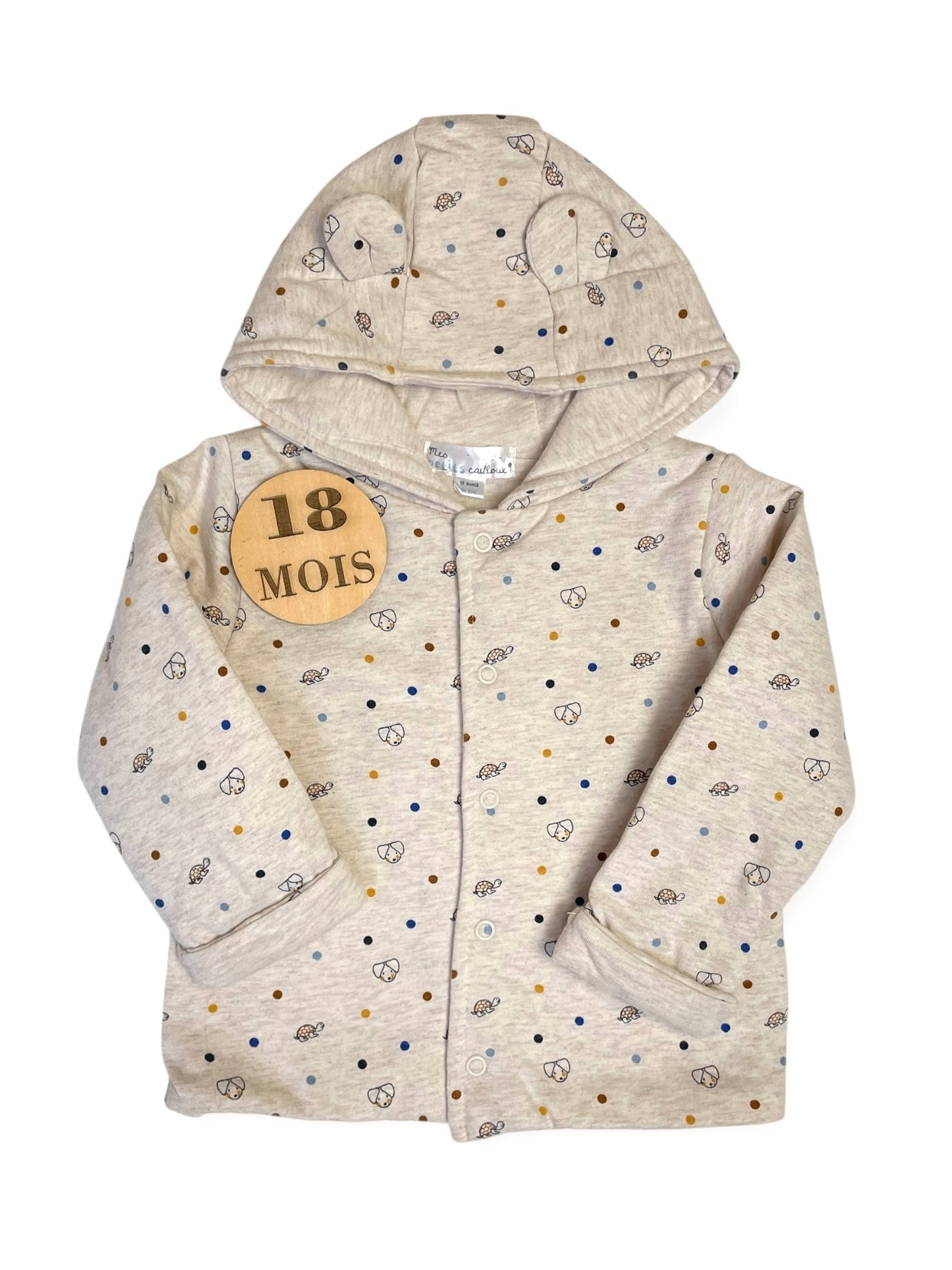 Veste a capuche gris-beige, Mes petits cailloux