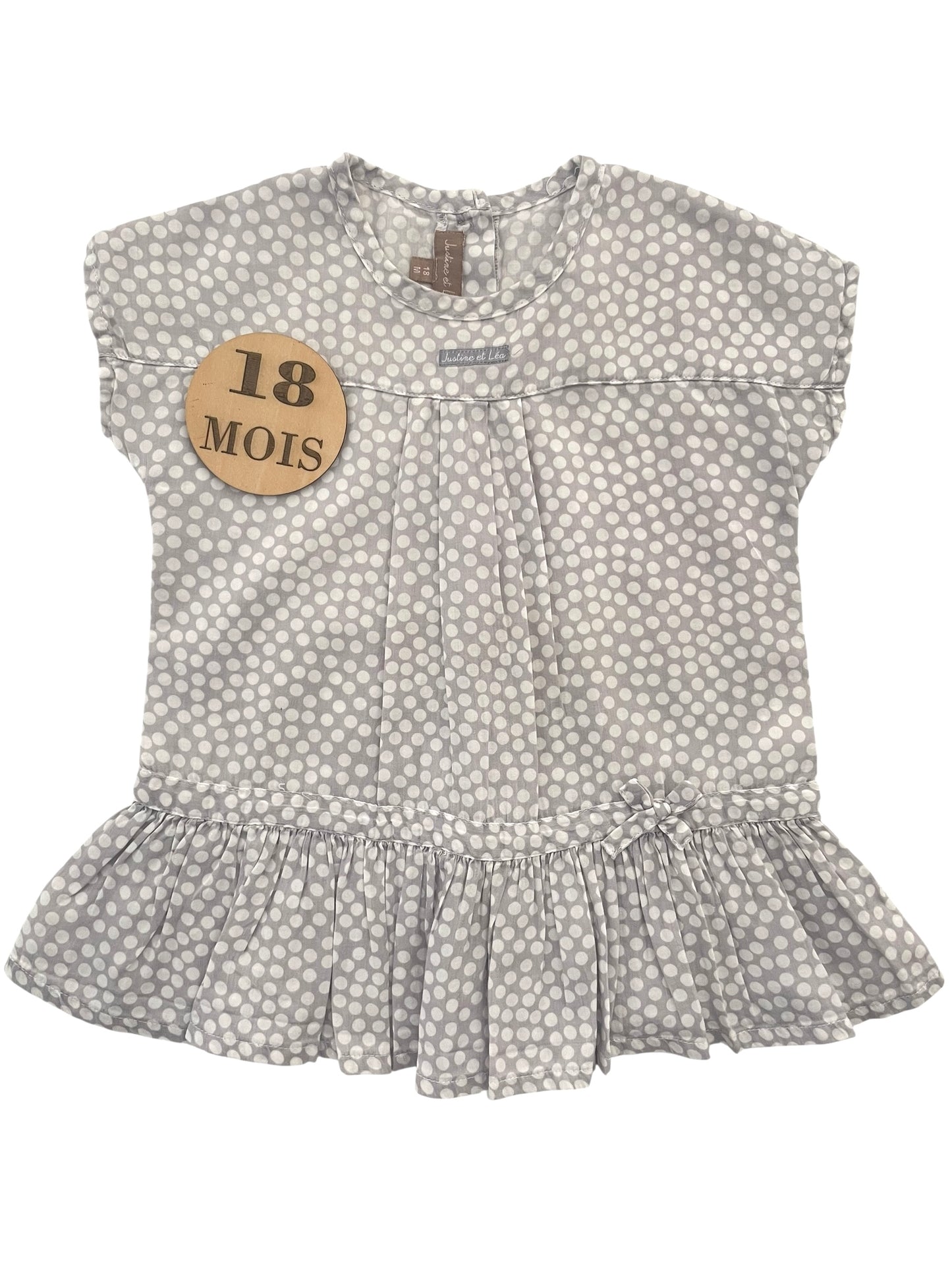 Blouse longue/ tunique, grise à pois, Justine et Léa