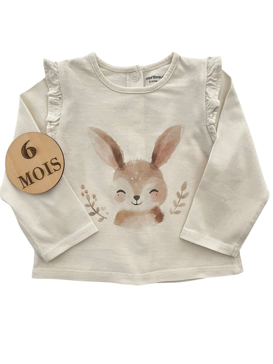 Tee-shirt, écru, lapin, Vertbaudet