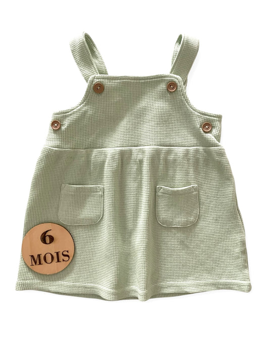 Robe salopette, verte, Lili & Dan