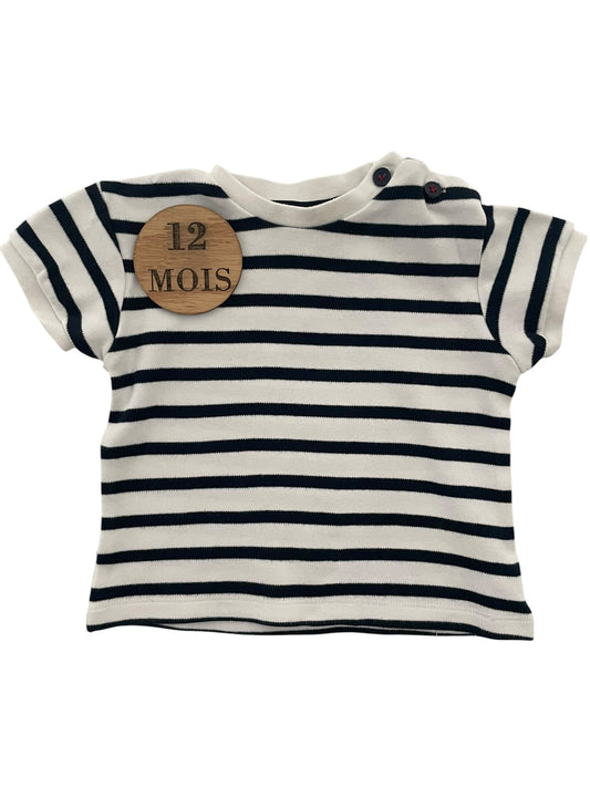 Tee-shirt coton épais, rayé, Les petits cœurs à la mer