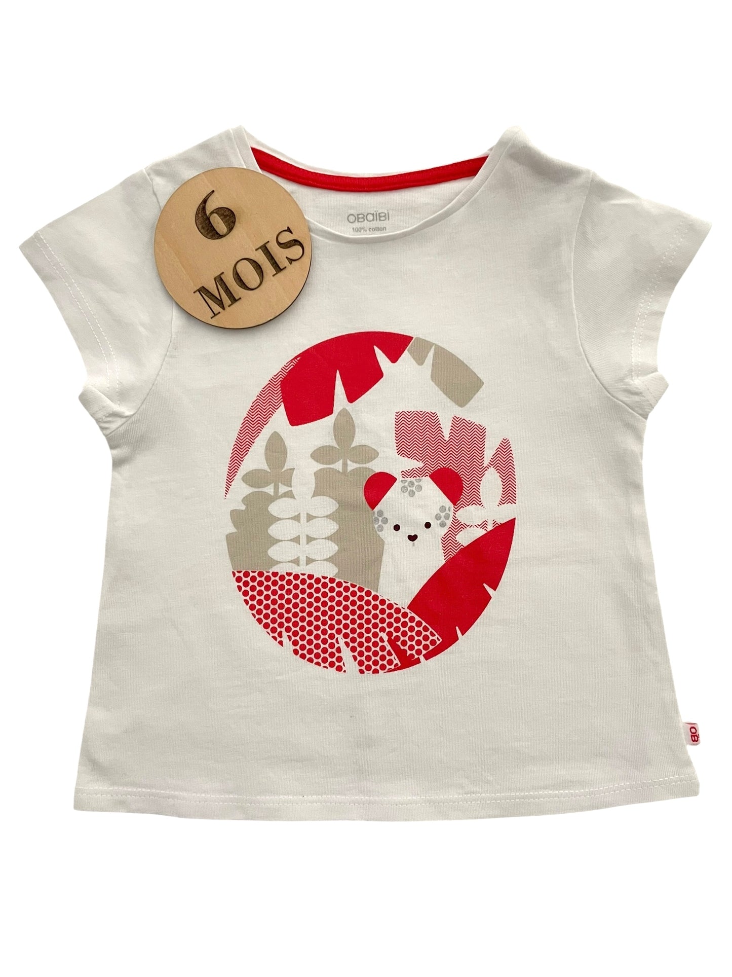 Tee-shirt blanc et rouge, Obaïbi
