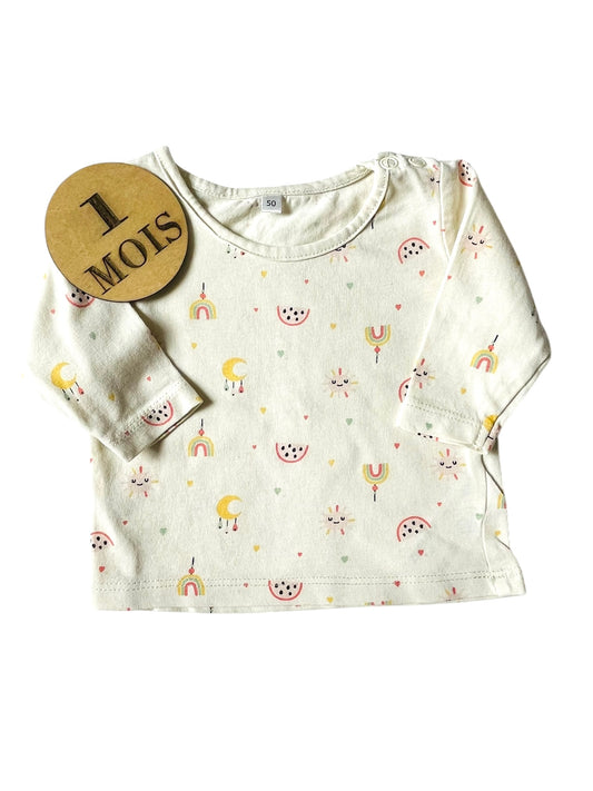 Tee-shirt crème à motifs