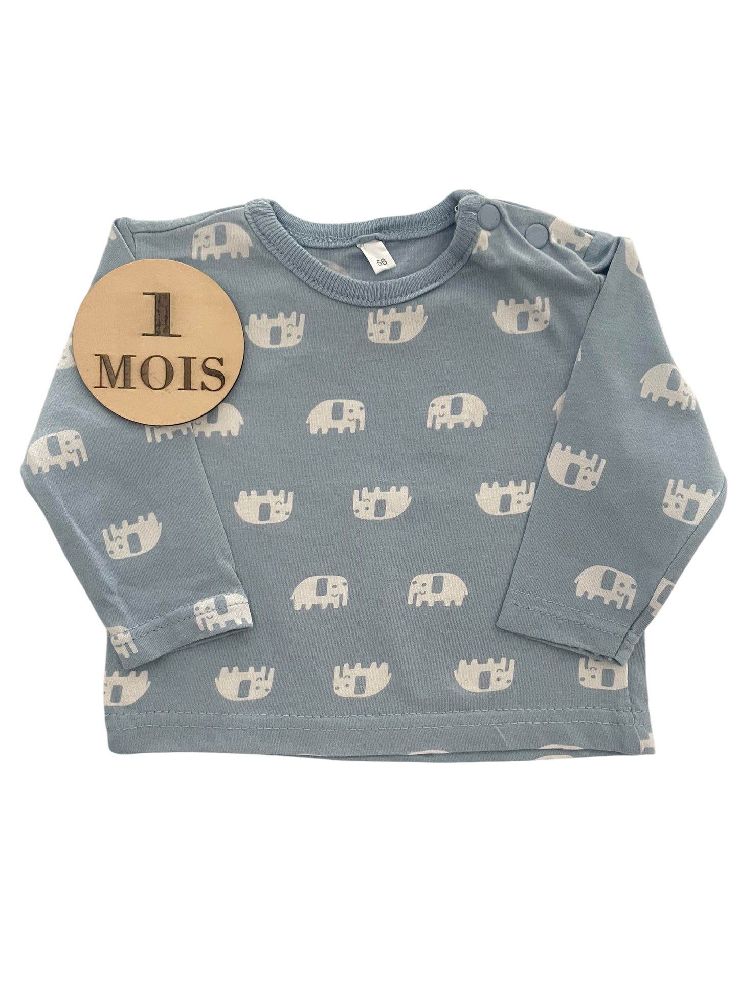 Tee-shirt bleu, éléphants