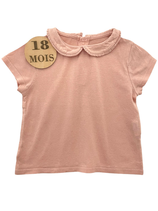 Tee-shirt à col, vieux rose, Kiabi