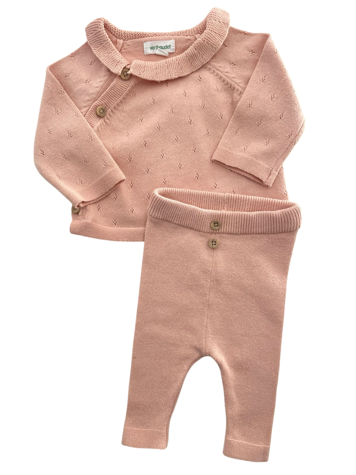 Ensemble en mailles, rose, Vertbaudet