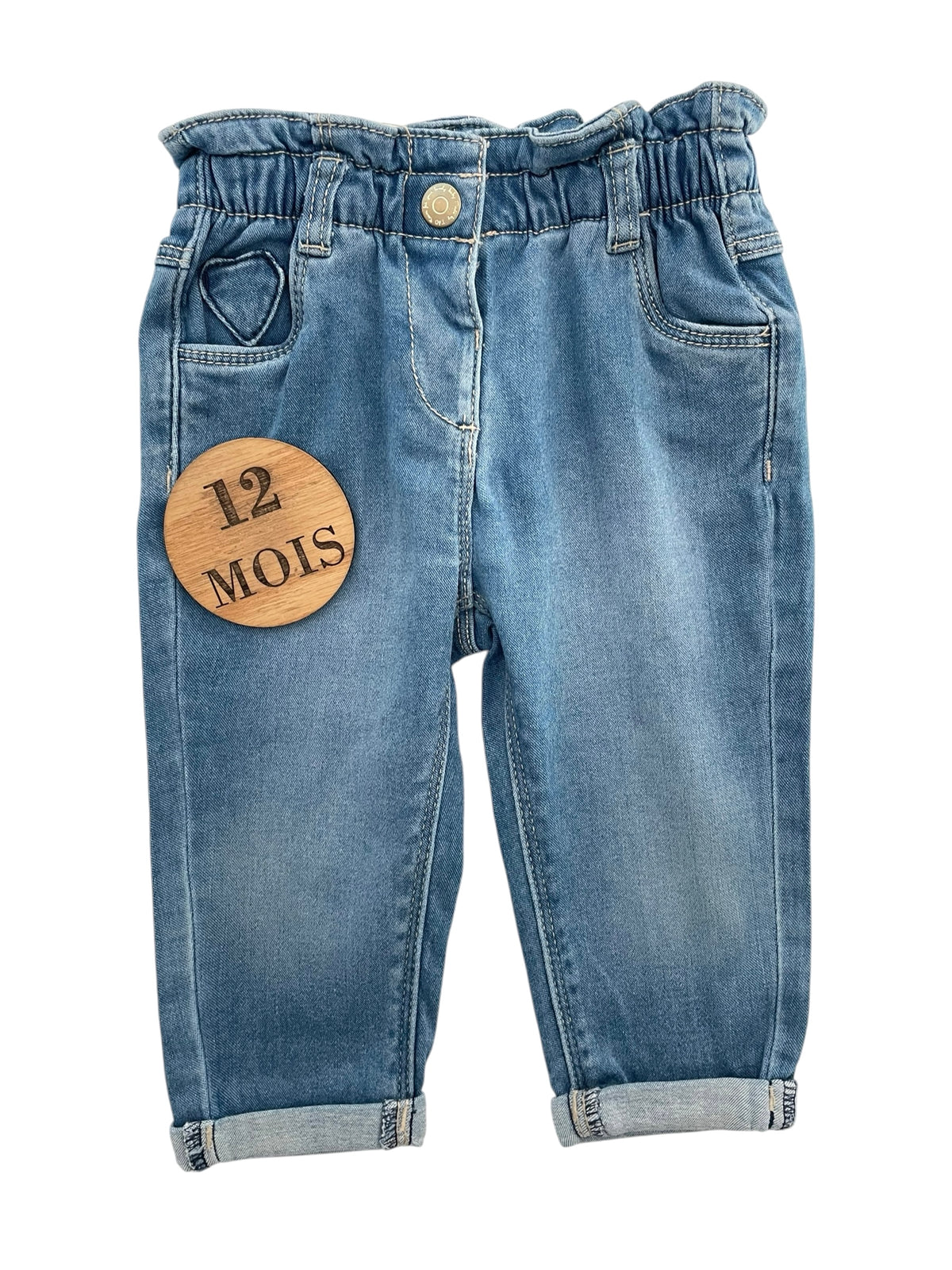 Jean taille haute, bleu, TAO