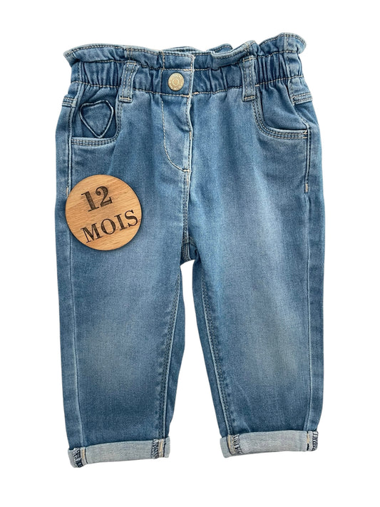 Jean taille haute, bleu, TAO