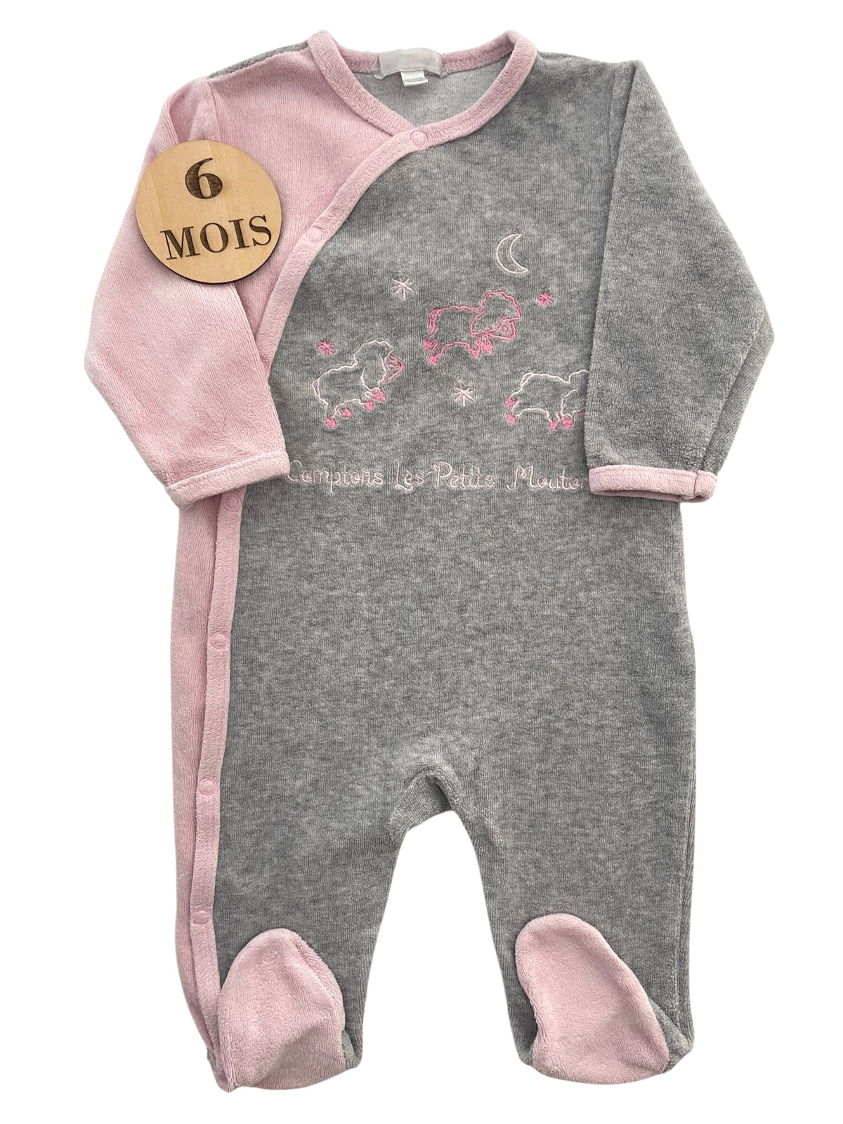 Pyjama velours rose et gris, Mes petits cailloux