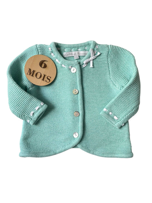 Gilet en mailles, turquoise, les bébés buissonnière