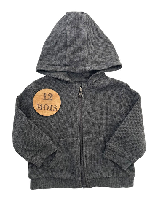 Gilet-à capuche, gris foncé, Kiabi