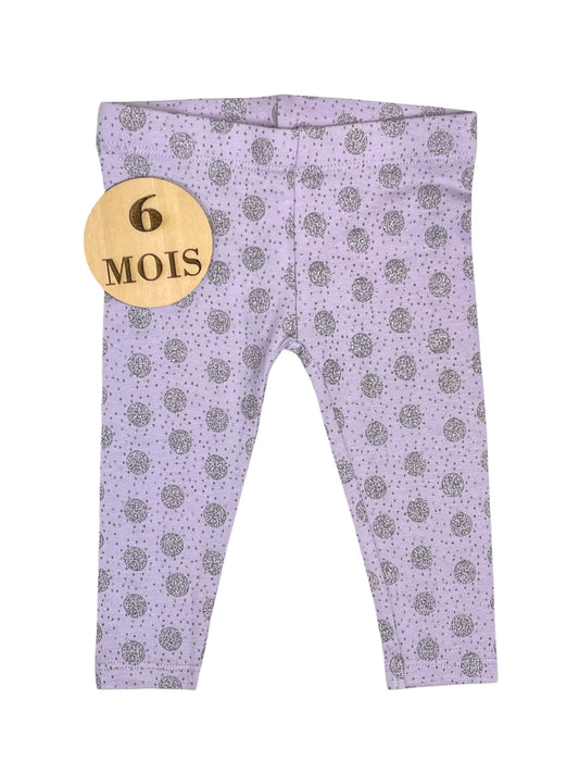 Legging violet à pois argentés