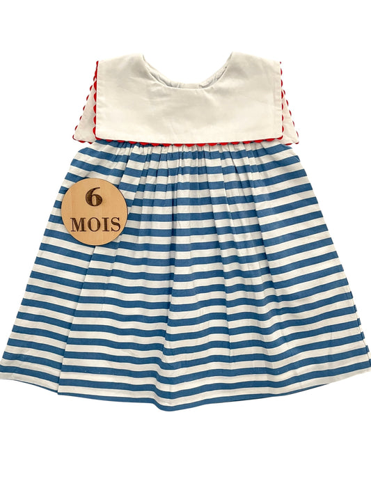 Robe rayée, bleue, Jacadi