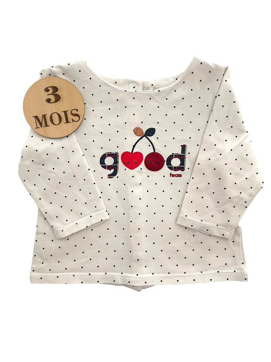 Tee-shirt blanc, à pois, Obaïbi