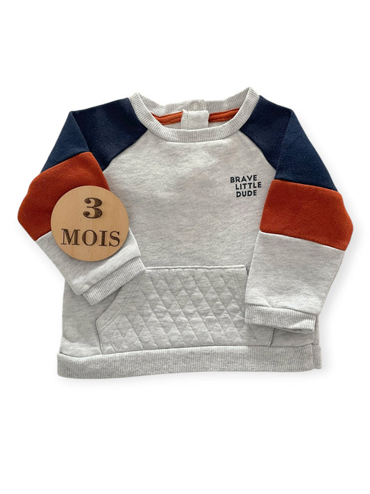 Sweat gris, tricolore, C&A