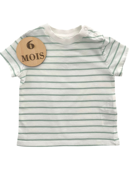 Tee-shirt rayé, vert pâle, Kiabi