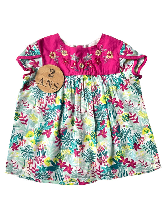 Blouse fleurie, fuschia, Sergent Major