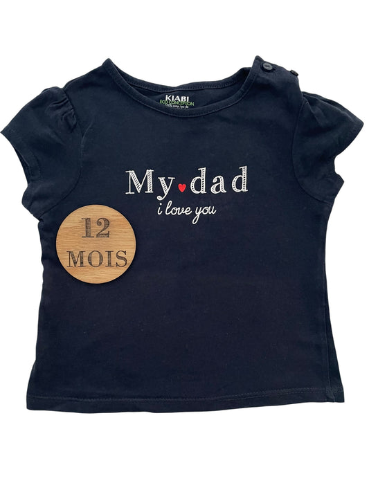 Tee-shirt bleu nuit, my dad, Kiabi