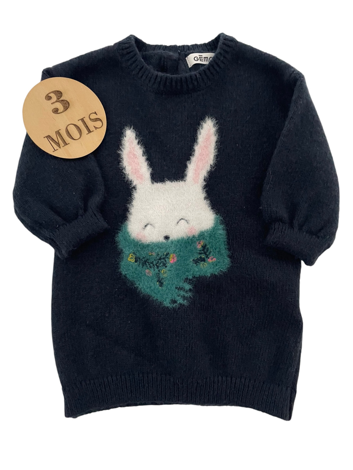 Robe pull, bleu-marine, lapin, Gémo