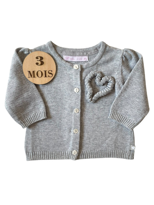 Gilet gris, coeur, Gémo