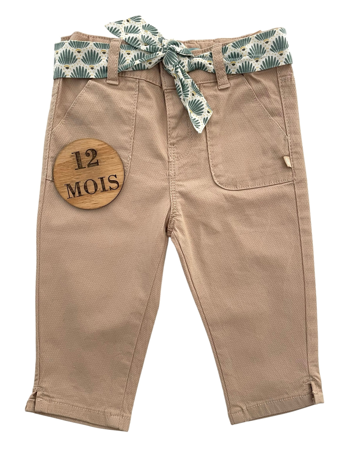 Pantalon beige, ceinturé, Obaïbi