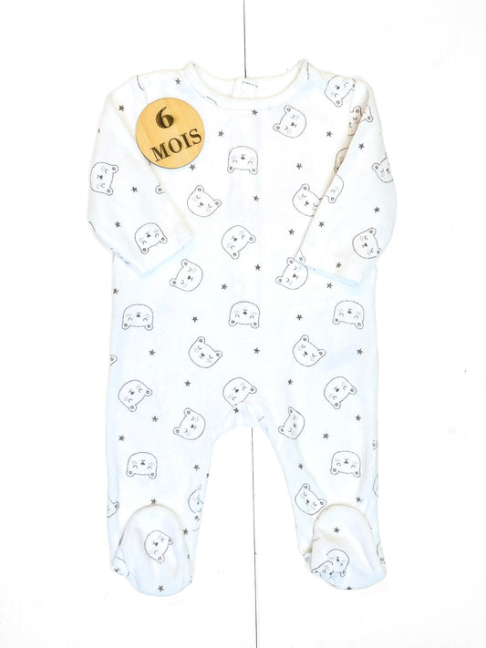 Pyjama velours, blanc, oursons, TEX