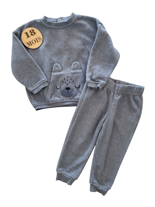Pyjama 2 pièces, éponge, gris-bleu, Kiabi