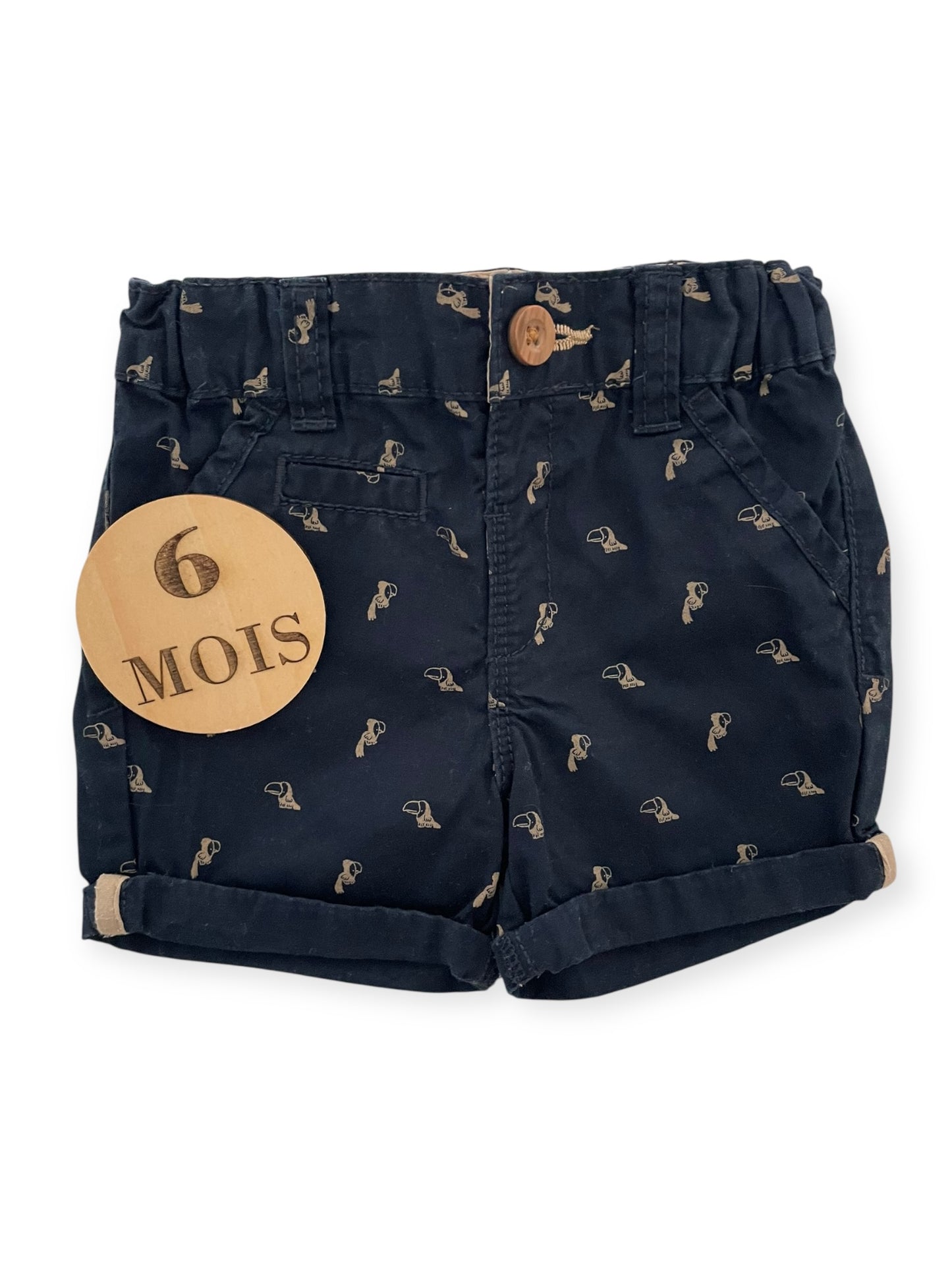 Short en toile bleu-nuit, Kiabi