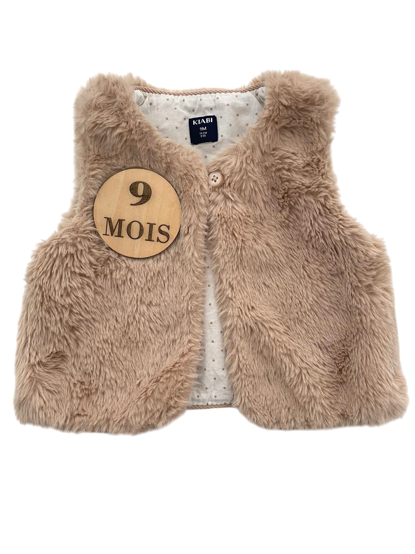 Gilet fausse fourrure, marron, Kiabi