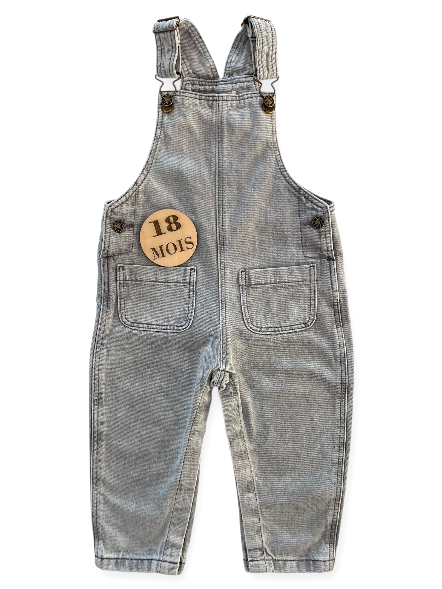 Salopette en jean, grise, Bout’chou