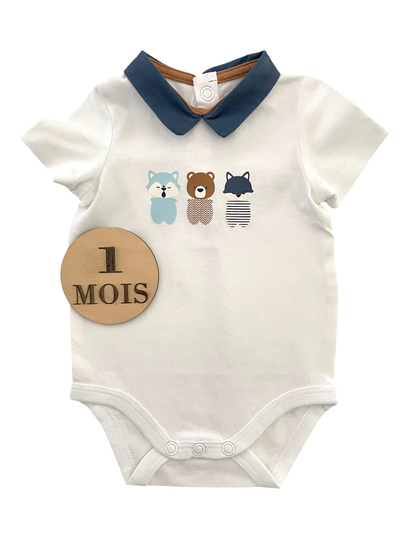 Body à col, blanc, animaux, Obaibi