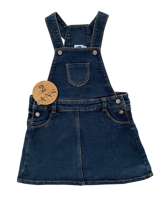 Robe salopette en jean, mots d’enfants
