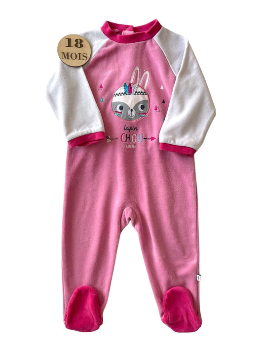 Pyjama velours, rose et gris, Absorba