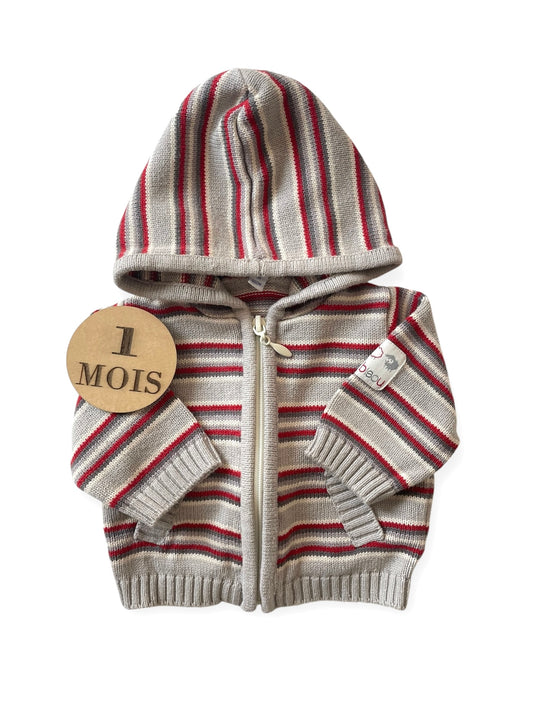 Gilet rayé à capuche, P’tit Bisous