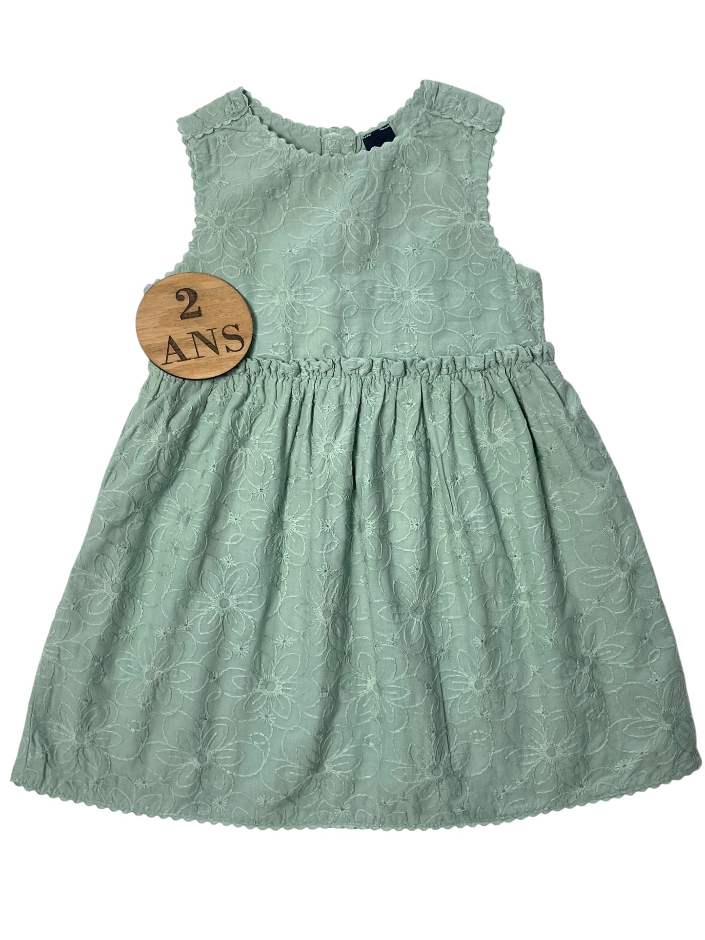 Robe doublée, verte, fleurie, Kiabi