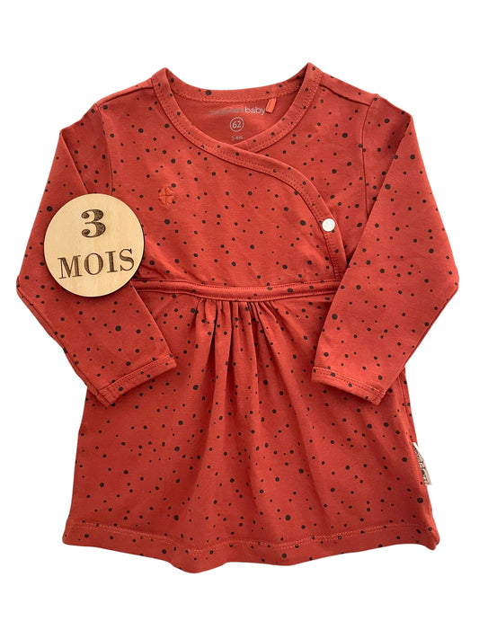 Robe rouge brique, à pois, Noppies