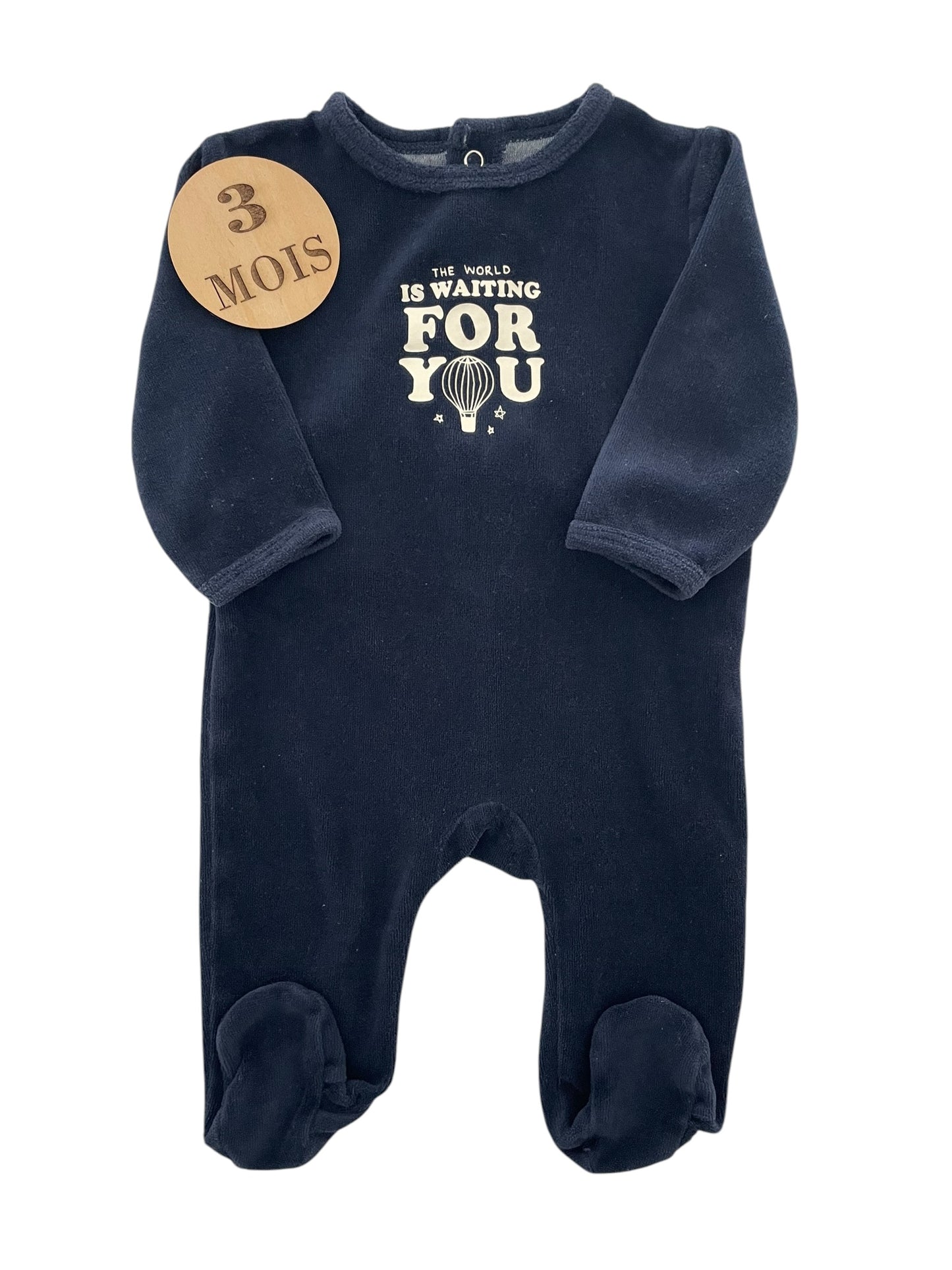 Pyjama velours, bleu-nuit, Kiabi