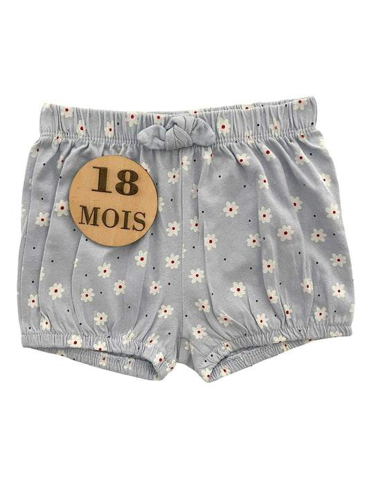 Short coton bleu fleuri, Kiabi