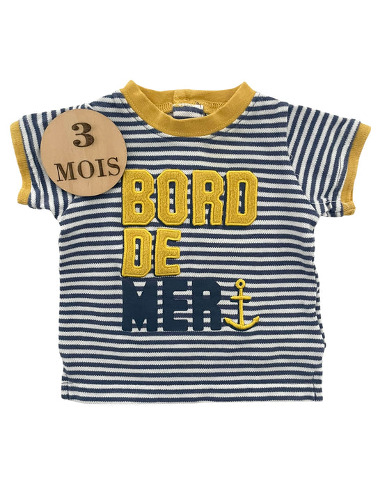 Tee-shirt rayé bleu et jaune