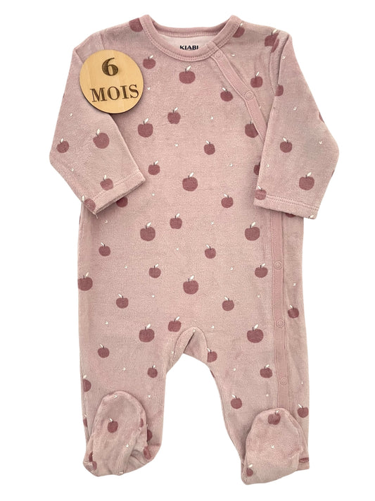 Pyjama velours rose, pommes, Kiabi