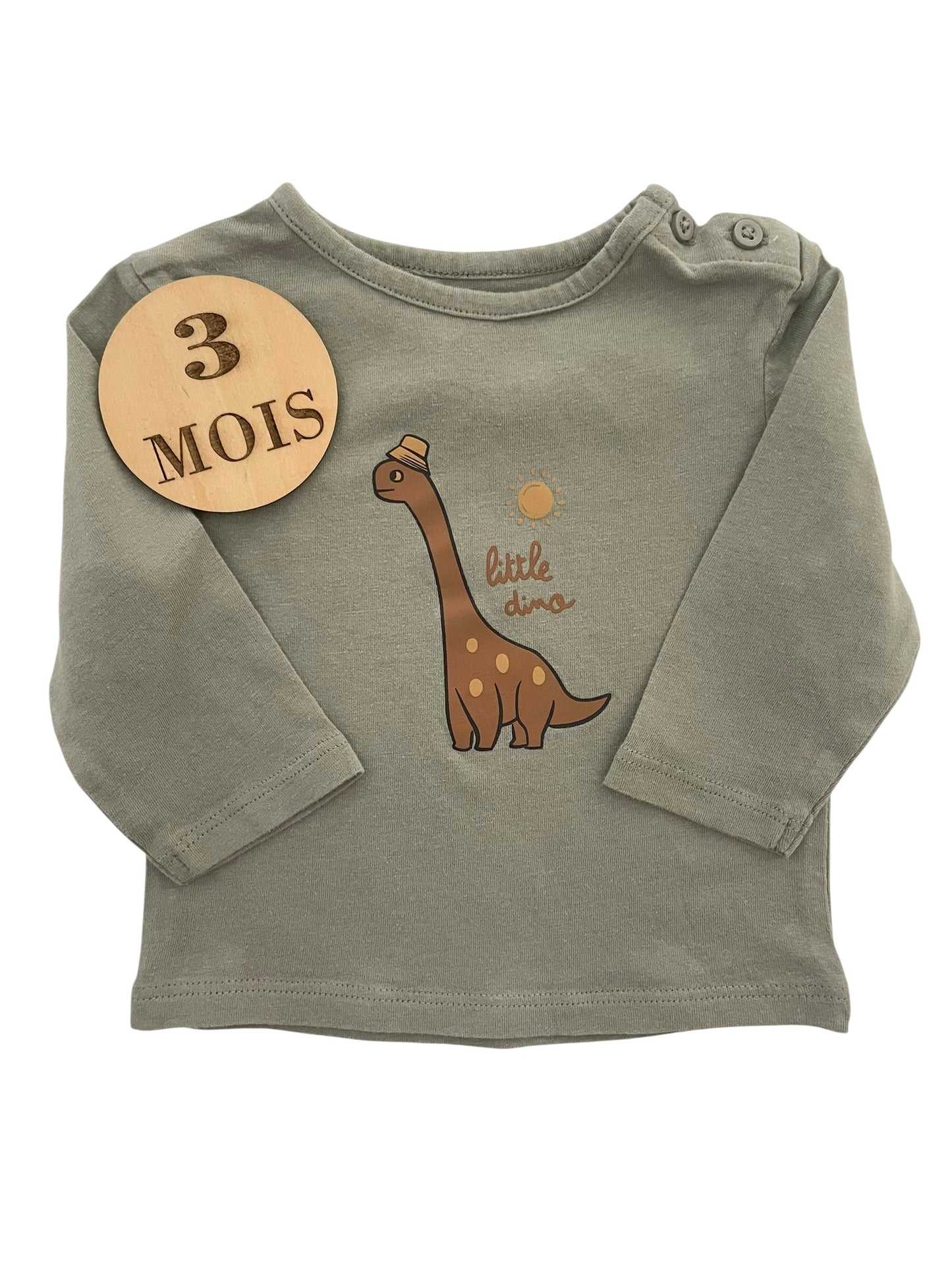 Tee-shirt gris/vert, dino, Kiabi