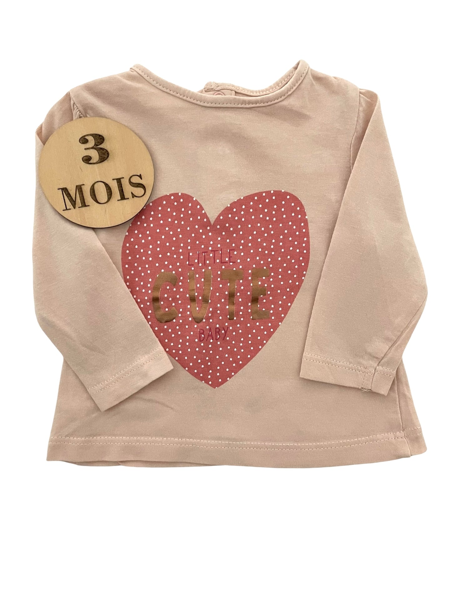 Tee-shirt rose clair, cœur, Bébé rêve