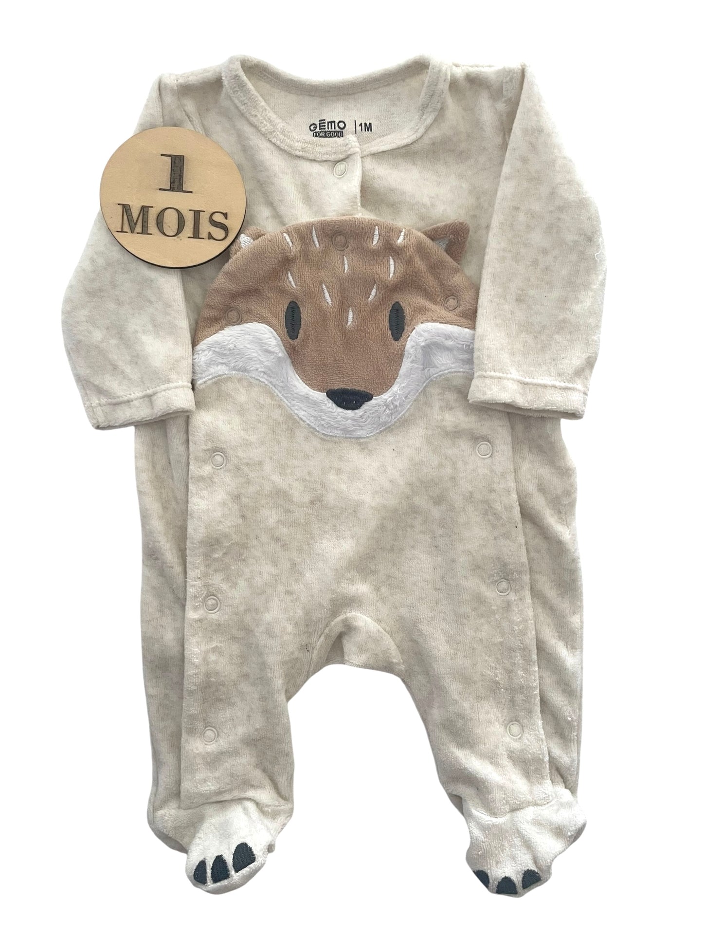 Pyjama velours, beige, renard, Gémo