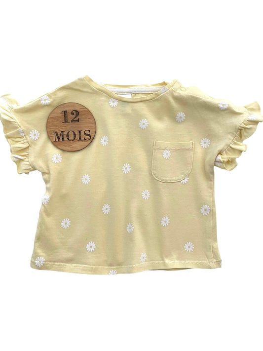 Tee-shirt jaune fleuri, TEX