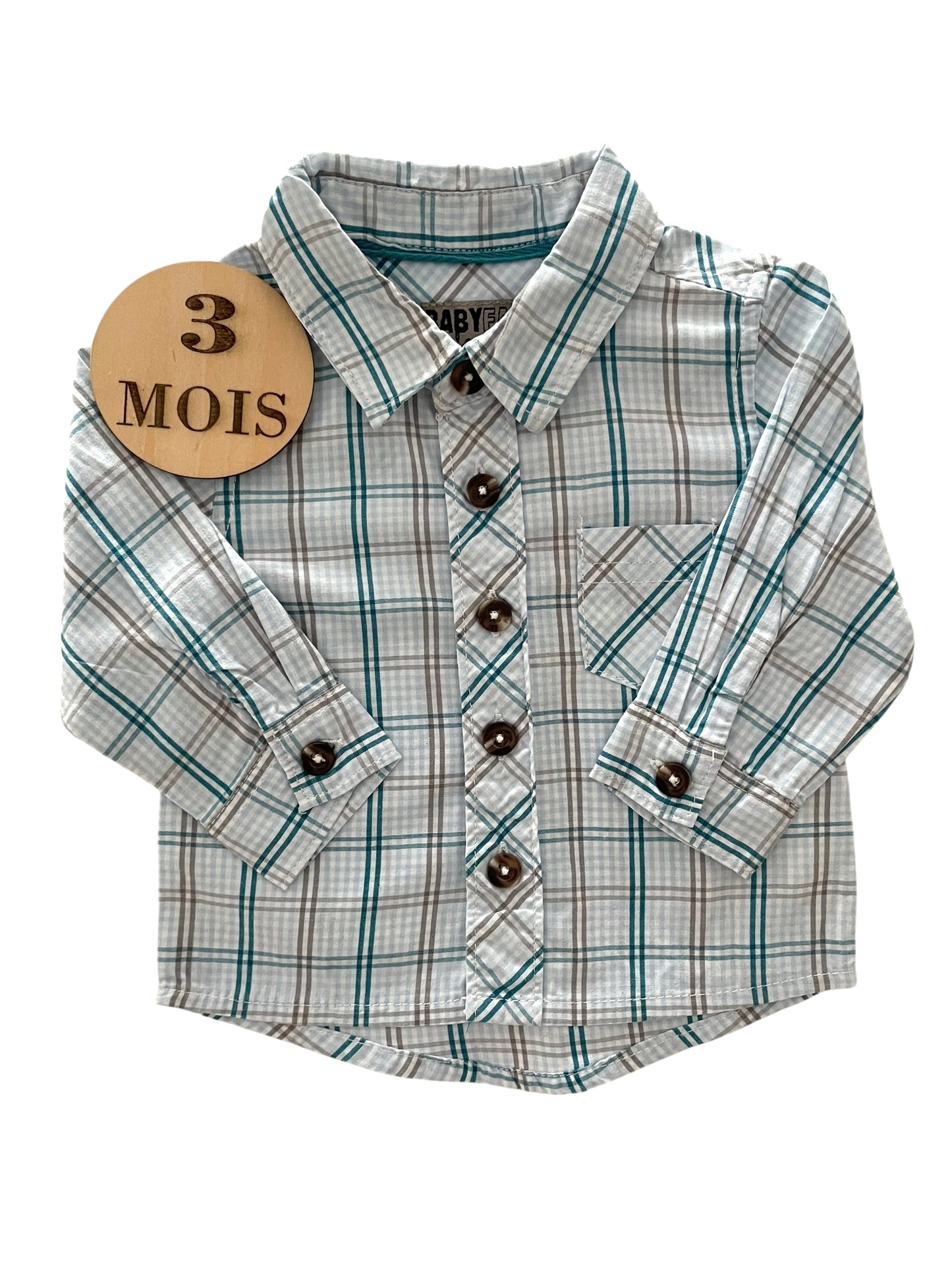 Chemise à carreaux, bleue et blanche, TAO