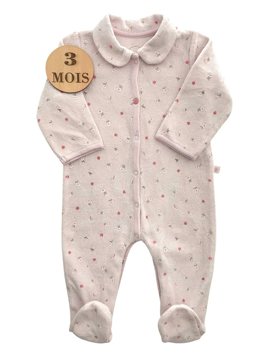 Pyjama velours rose pâle, à col, Absorba