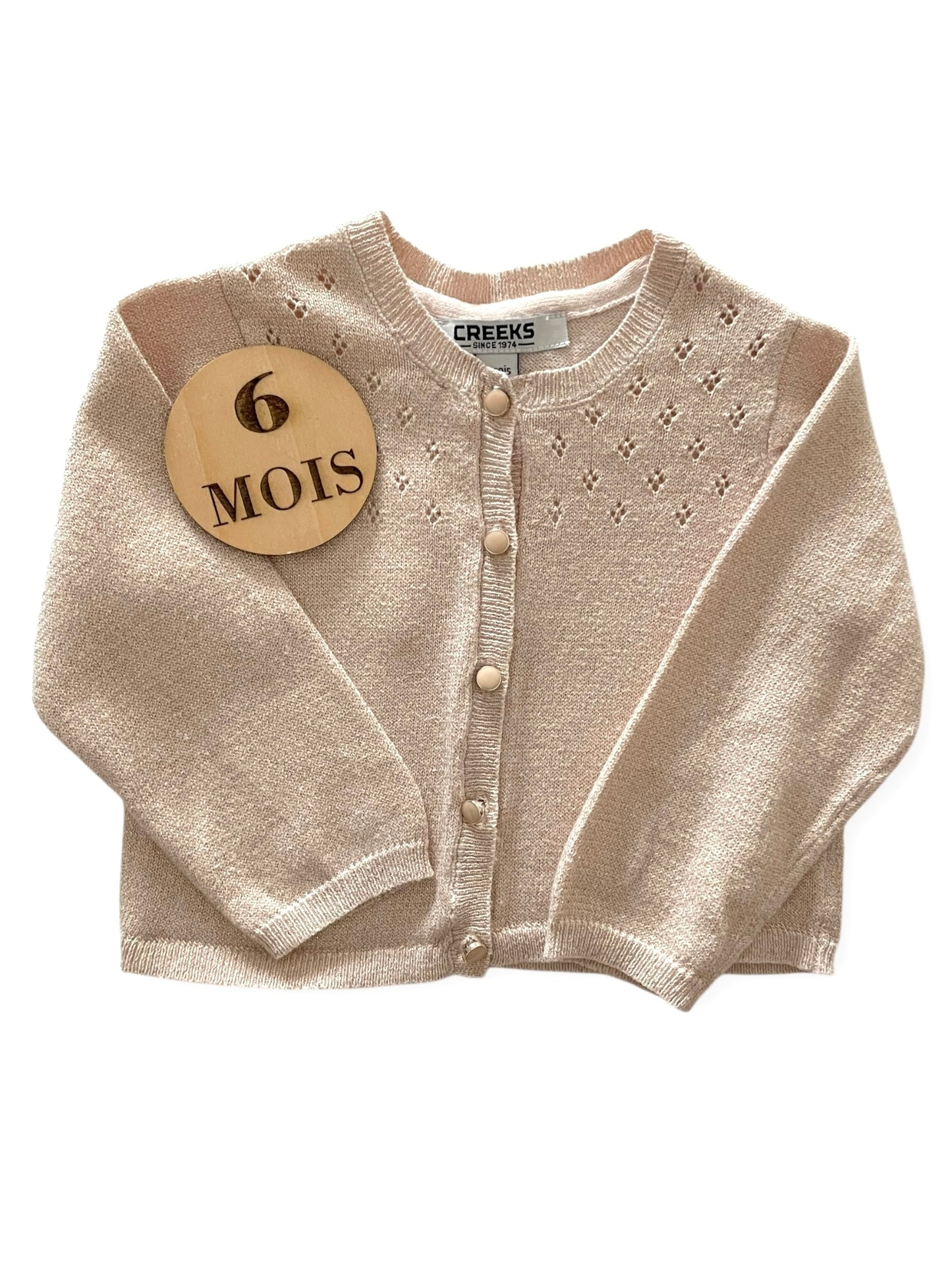 Gilet beige/ rose, pailleté , Creeks